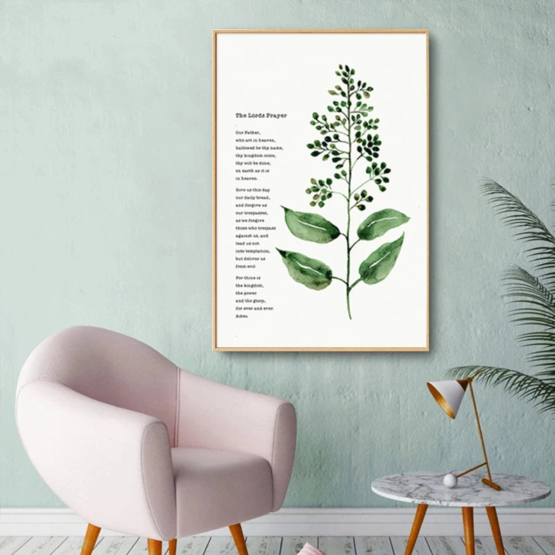 Botanical Bible Verse Print Scripture Christian Canvas Painting Poster Wall Art Blessed Quote Picture for Living Room Home Decor