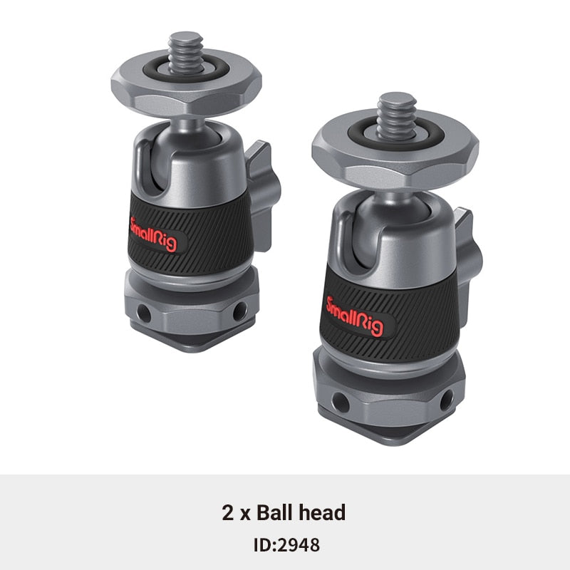 SmallRig 1/2 PCS Mini Ball Head with Removable Cold Shoe Mount Mounts Monitor Lights and Video Accessories to the Camera 2948