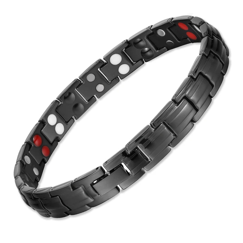 ✨ Women’s Wellness Magnetic Bracelet – Double Row Titanium Steel with Negative Ions & Germanium