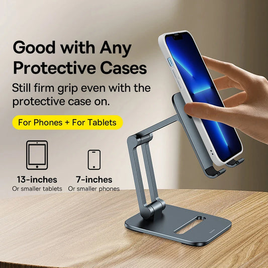 📱 Elevate Your View – Baseus Aluminum Foldable Phone & Tablet Stand
