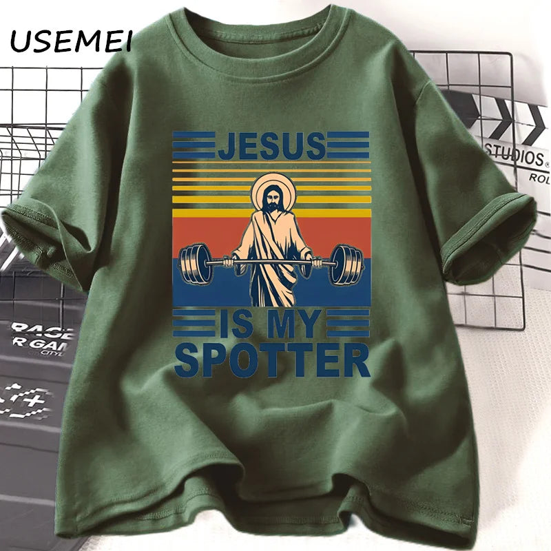 💪 Lift with Faith: The “Jesus Is My Spotter” T-Shirt Every Christian Gym Warrior Needs! 🙌