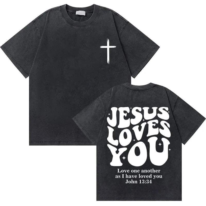🔥 Washed Vintage “God Loves You” Tee – The Good News You Can Wear!