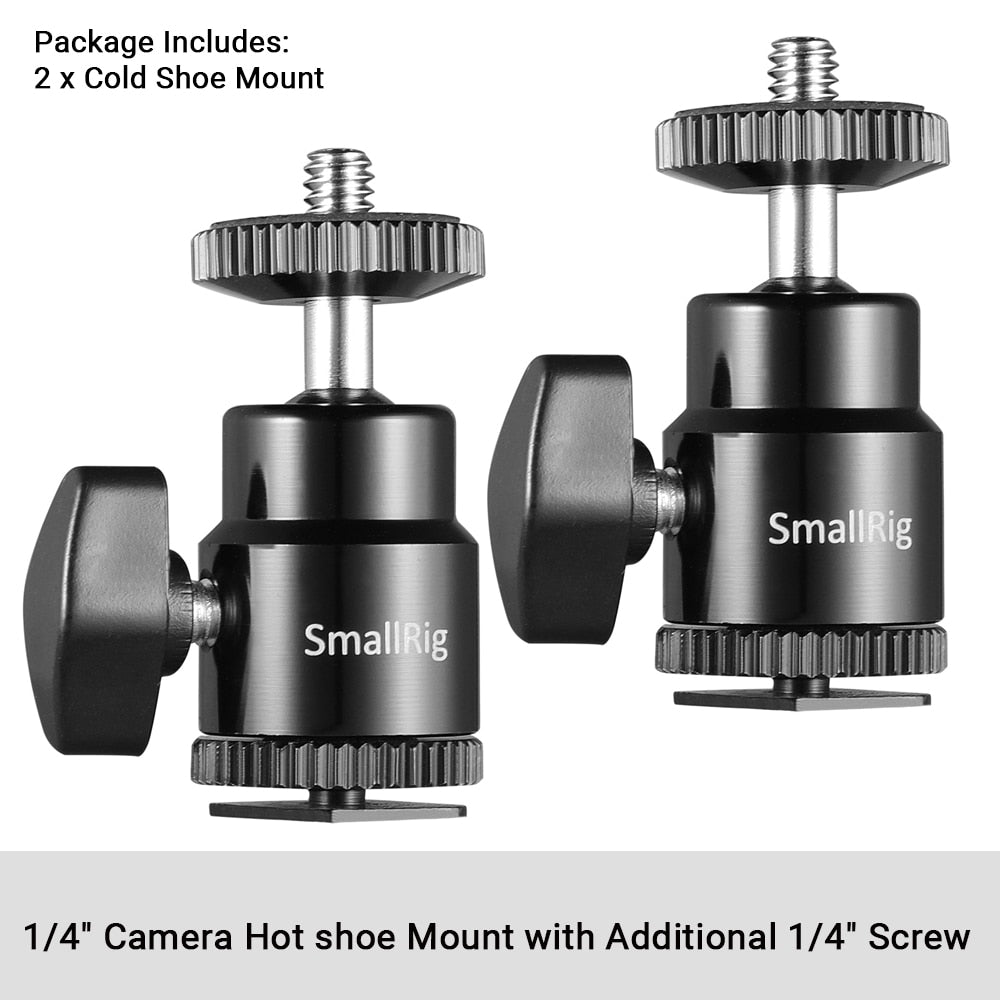 SmallRig 1/2 PCS Mini Ball Head with Removable Cold Shoe Mount Mounts Monitor Lights and Video Accessories to the Camera 2948