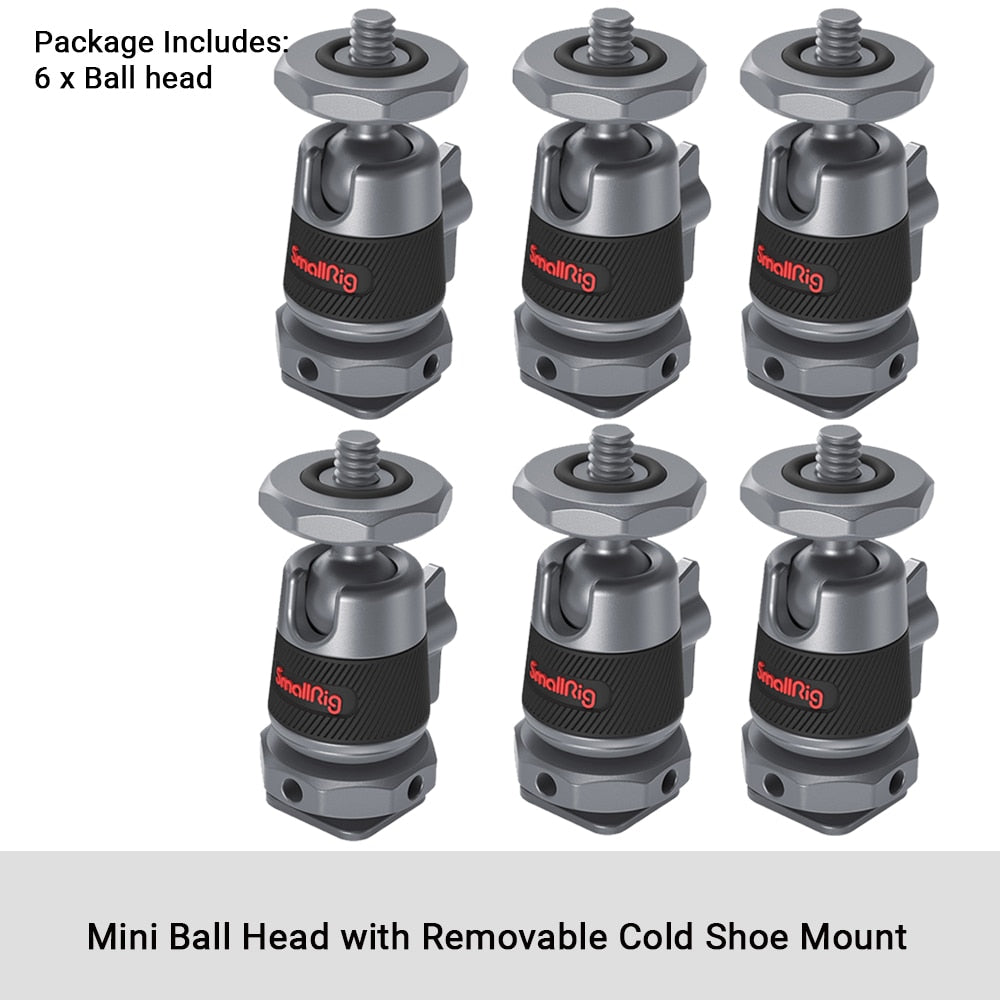 SmallRig 1/2 PCS Mini Ball Head with Removable Cold Shoe Mount Mounts Monitor Lights and Video Accessories to the Camera 2948