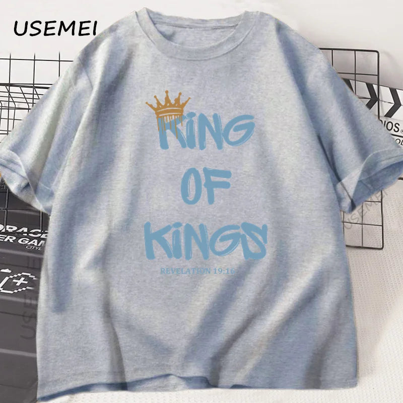 👑 Wear Your Faith Boldly – "King of Kings" Christian T-Shirt for Men & Women