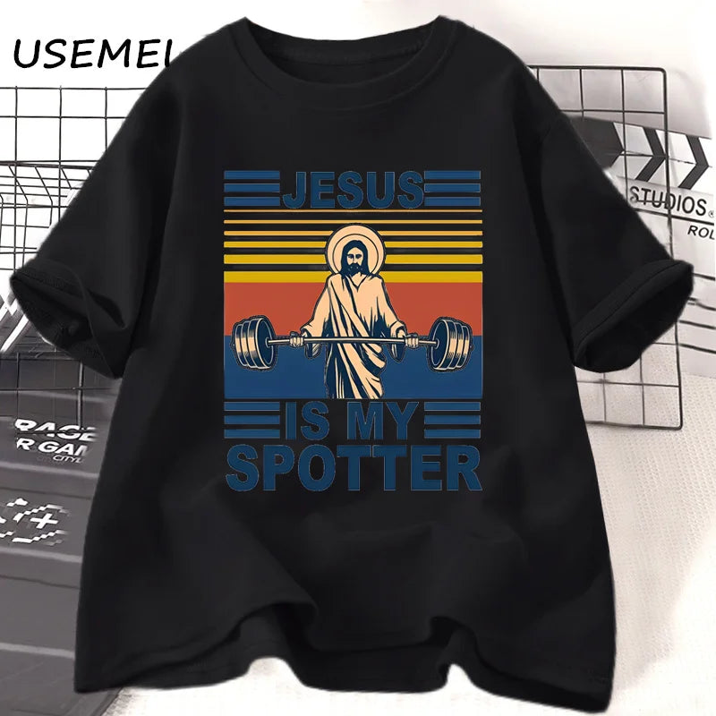 💪 Lift with Faith: The “Jesus Is My Spotter” T-Shirt Every Christian Gym Warrior Needs! 🙌