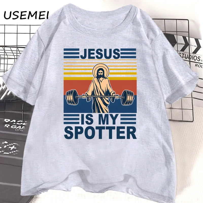 💪 Lift with Faith: The “Jesus Is My Spotter” T-Shirt Every Christian Gym Warrior Needs! 🙌