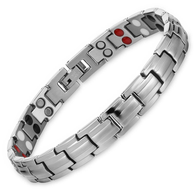 ✨ Women’s Wellness Magnetic Bracelet – Double Row Titanium Steel with Negative Ions & Germanium