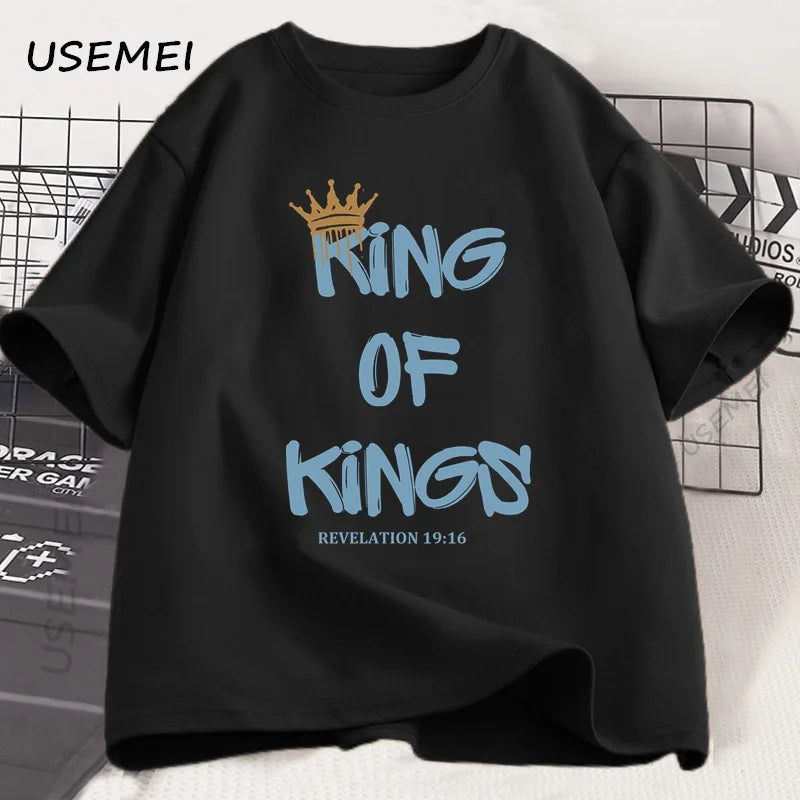 👑 Wear Your Faith Boldly – "King of Kings" Christian T-Shirt for Men & Women
