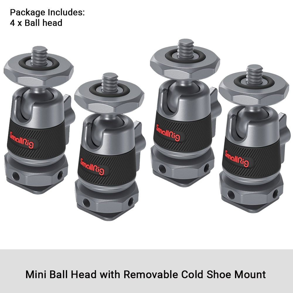 SmallRig 1/2 PCS Mini Ball Head with Removable Cold Shoe Mount Mounts Monitor Lights and Video Accessories to the Camera 2948