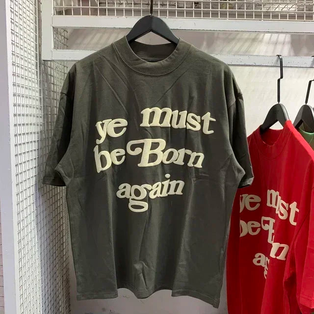 🌱 “Ye Must Be Born Again” Puff Print Tee – CPFM-Inspired Green Edition