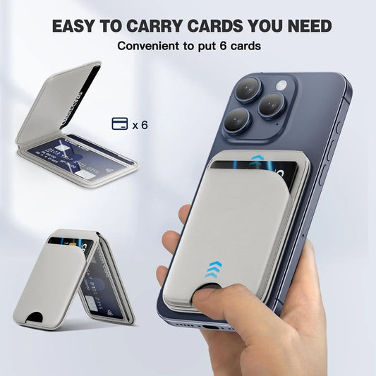 Magnetic Phone Wa🌟 Snap. Store. Stand. – The Slim Magnetic Wallet Every iPhone User Needs!llet Stand Lightweight Adjustable Leather Wallet Holder for iPhone 16 15 14 12 Series Magsafe Phone Card Holder