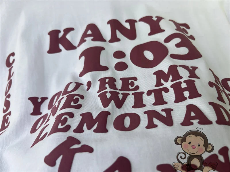 Kanye west T-shirt small round neck loose casual men's streetwear