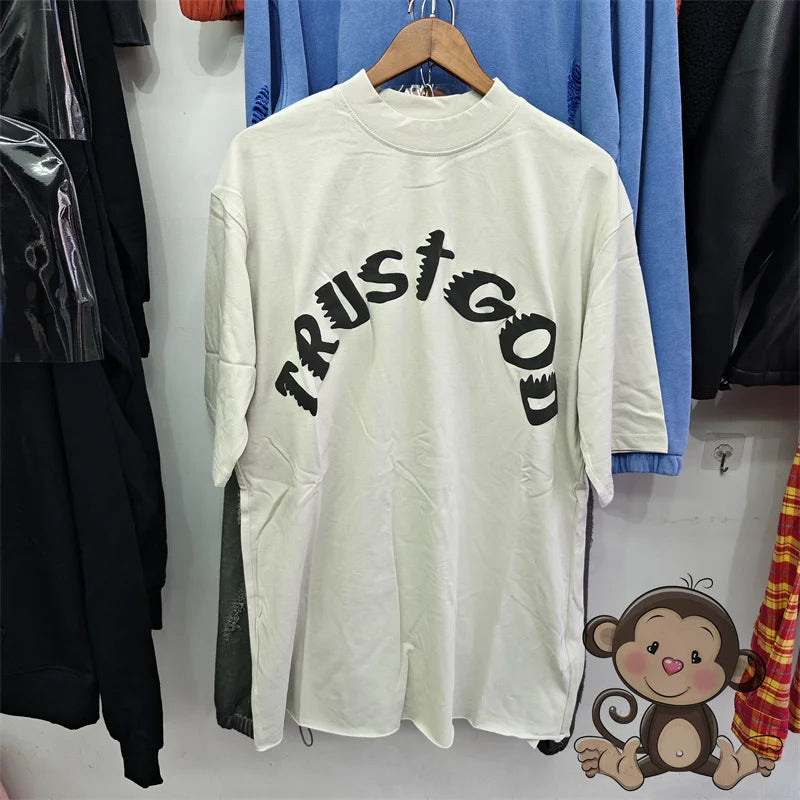π₯ Royal Blue Kanye West Foam Letter Printed T-Shirt β Bold Streetwear Vibes!