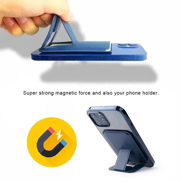 Strong Magnetic Leather Wallet for MagSafe – Premium iPhone Accessory with Card Holder Stand!