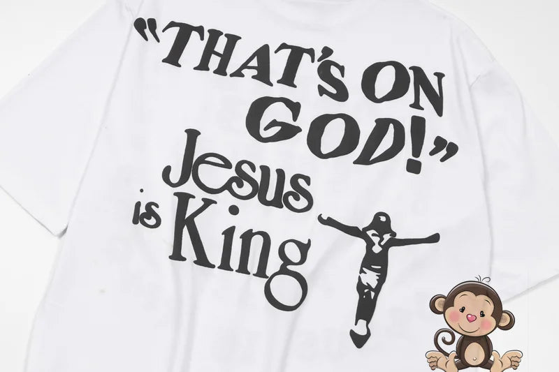Kanye west T-shirt small round neck loose casual men's streetwear