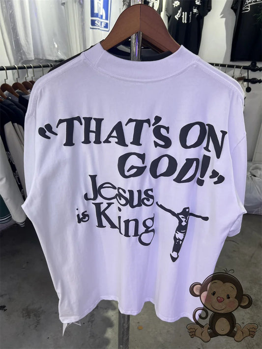 Kanye west T-shirt small round neck loose casual men's streetwear