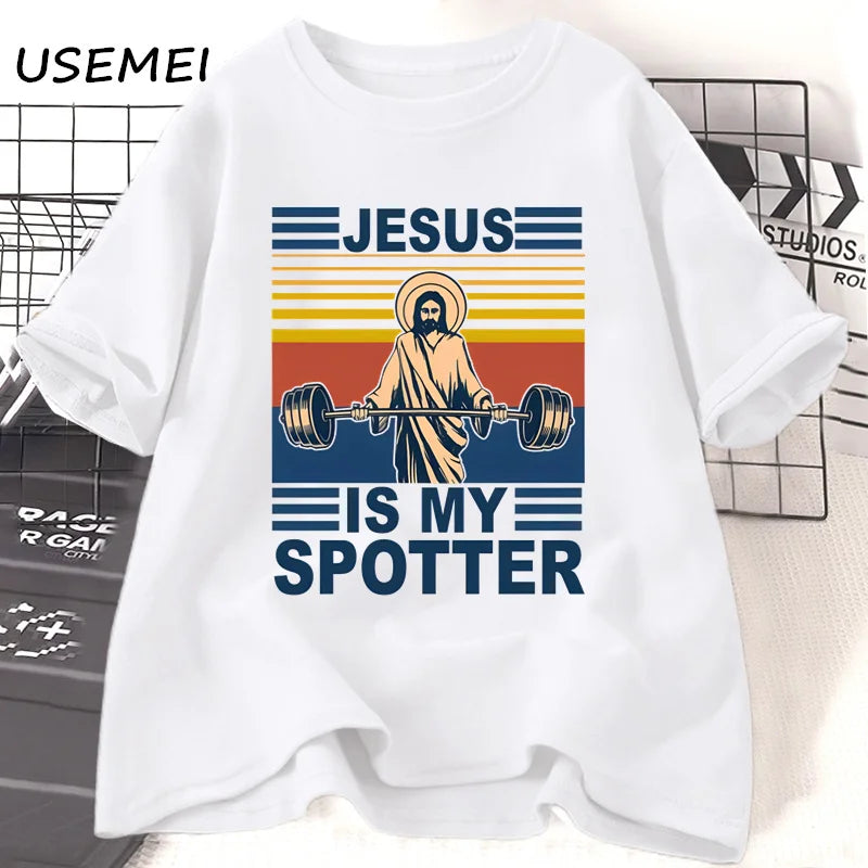 💪 Lift with Faith: The “Jesus Is My Spotter” T-Shirt Every Christian Gym Warrior Needs! 🙌