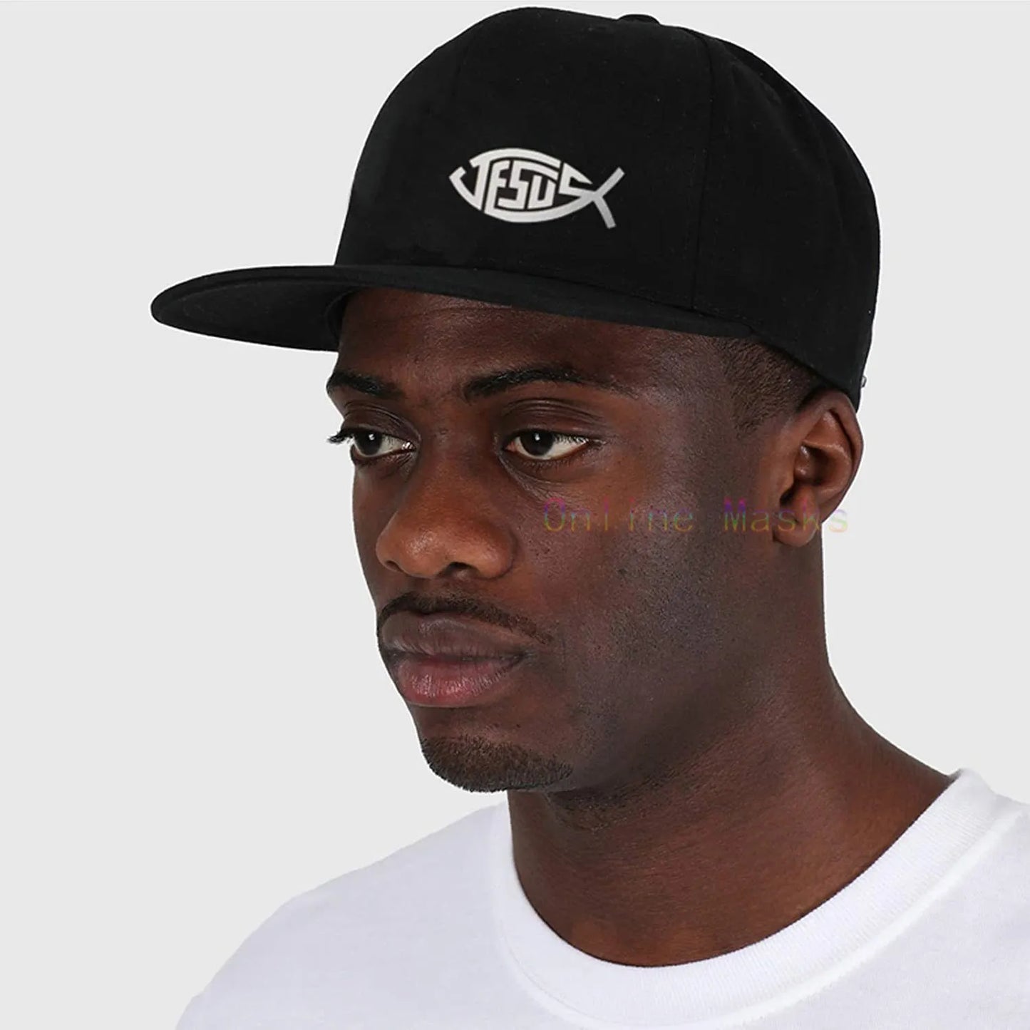 🧢🔥 "JESUS" Snapback – Bold Faith Flat Bill Trucker Cap for Men | Adjustable Streetwear Dad Hat