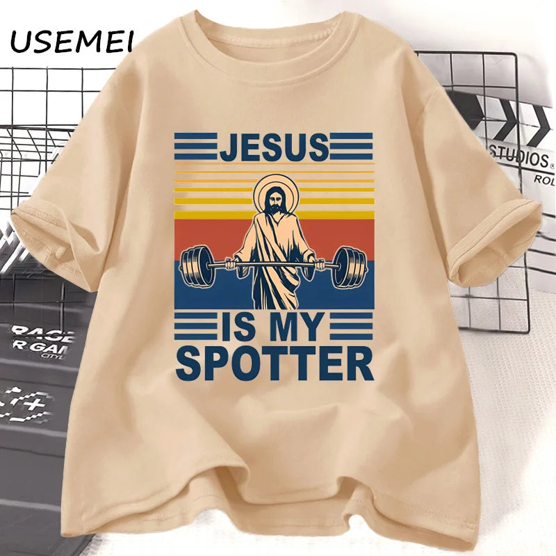 💪 Lift with Faith: The “Jesus Is My Spotter” T-Shirt Every Christian Gym Warrior Needs! 🙌