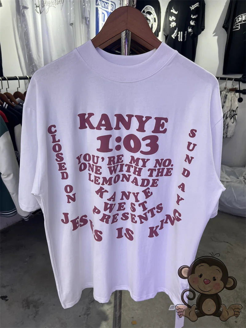 Kanye west T-shirt small round neck loose casual men's streetwear