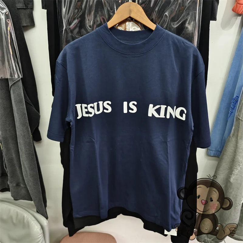 π₯ Royal Blue Kanye West Foam Letter Printed T-Shirt β Bold Streetwear Vibes!