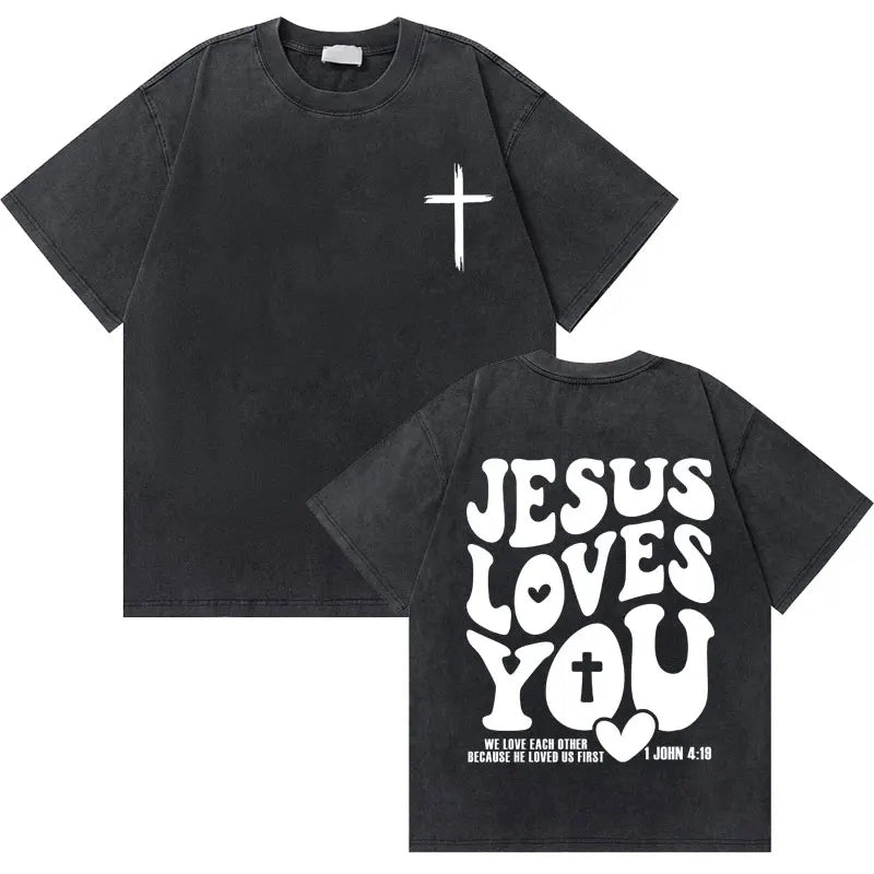 🔥 Washed Vintage “God Loves You” Tee – The Good News You Can Wear!