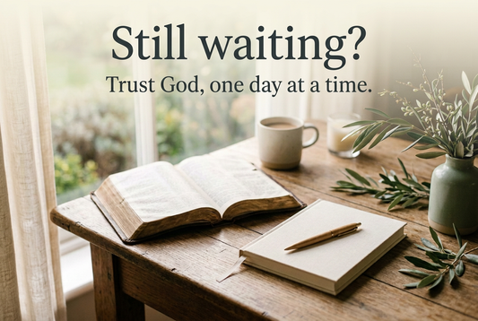 A peaceful morning quiet-time setting for a devotional about trusting God.