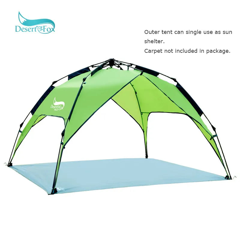Desert&Fox Automatic Camping Tent, 3-4 Person Family Tent Double Layer Instant Setup Protable Backpacking Tent for Hiking Travel