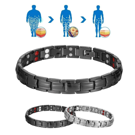 ✨ Women’s Wellness Magnetic Bracelet – Double Row Titanium Steel with Negative Ions & Germanium