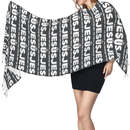 Stay Warm in Style: Jesus 'The Way, The Truth, The Life' Tassel Scarf