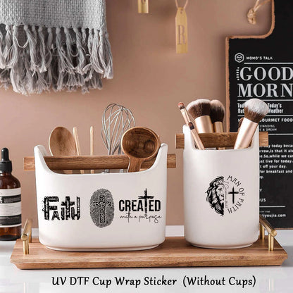 Faithful Style: Christian-Themed Waterproof Tumbler Stickers for DIY Inspiration 4pcs