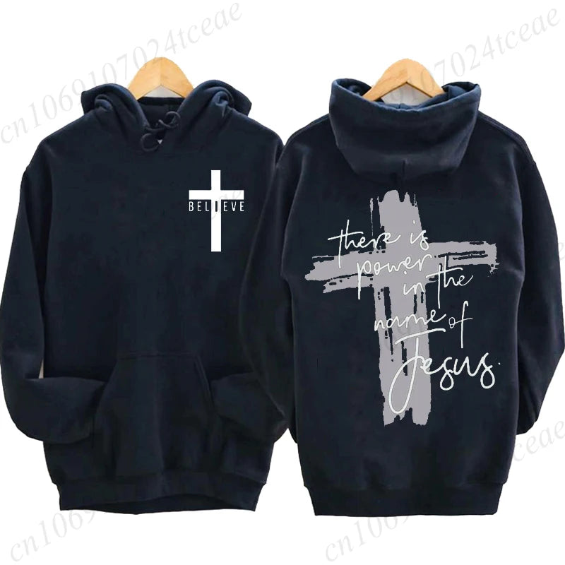 🔥 "There Is Power in the Name of Jesus" Christian Faith Hoodie – Unisex Graphic Sweatshirt for Women & Men!