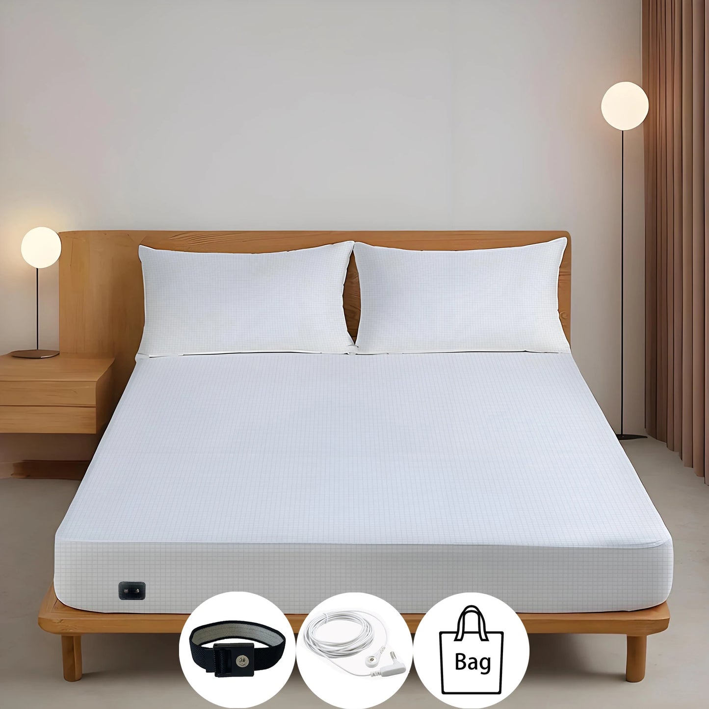 ⚡ Sleep Grounded, Live Energized – 10% Silver Fiber Earthing Fitted Bed Sheet