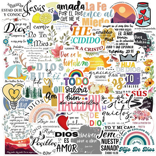 50PCS Cute Spanish Bible Stickers – Aesthetic Decorations for Scrapbooking, School Supplies, and More!