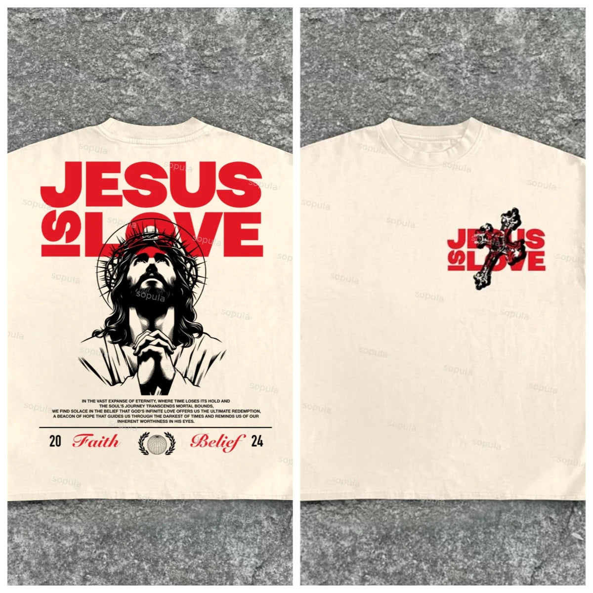 🔥 Wear the Message – “Jesus. God. Gospel. Love.” Cotton T-Shirt for Men & Women – Retro Y2K Streetwear Style