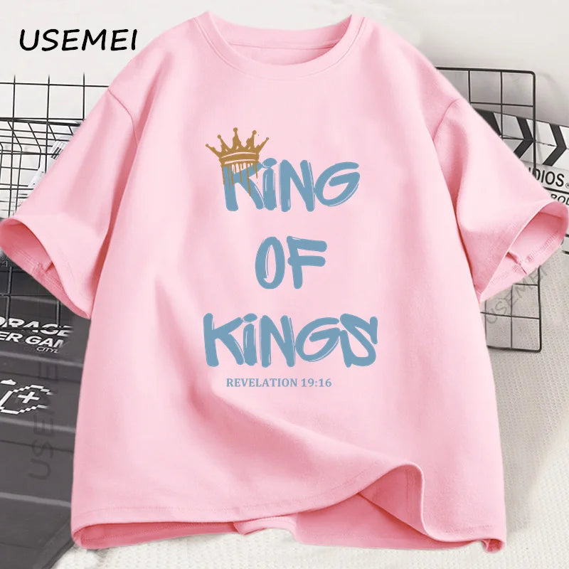 👑 Wear Your Faith Boldly – "King of Kings" Christian T-Shirt for Men & Women