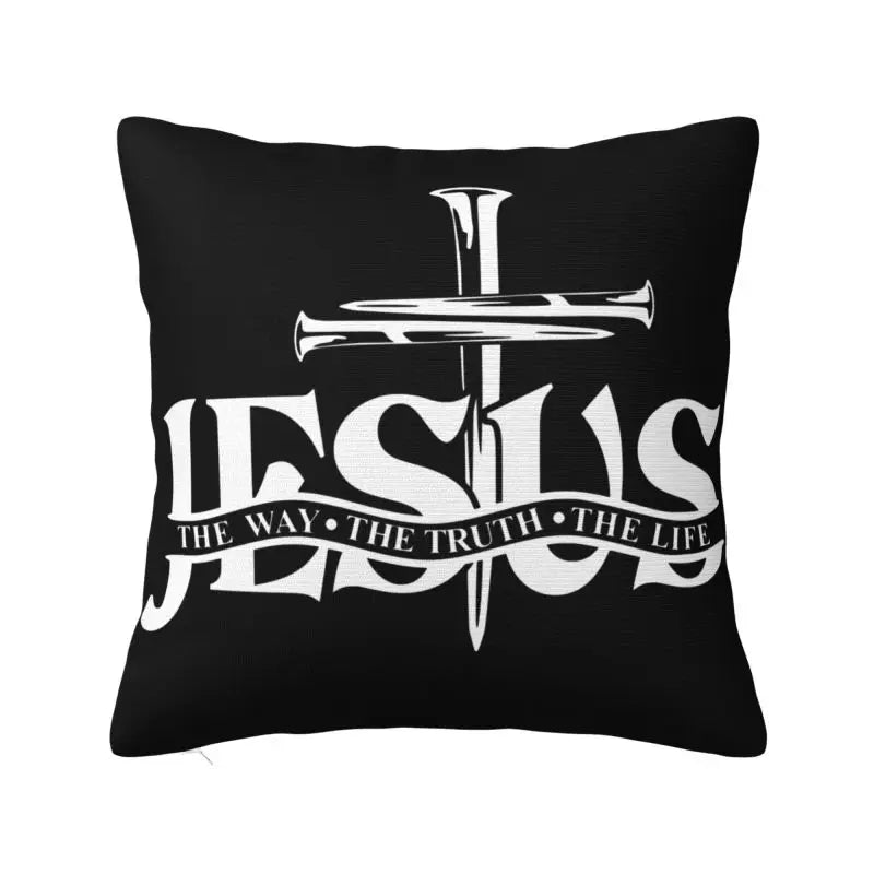 Modern Faith Meets Home Comfort: Jesus 'The Way, The Truth, The Life' Cushion Cover