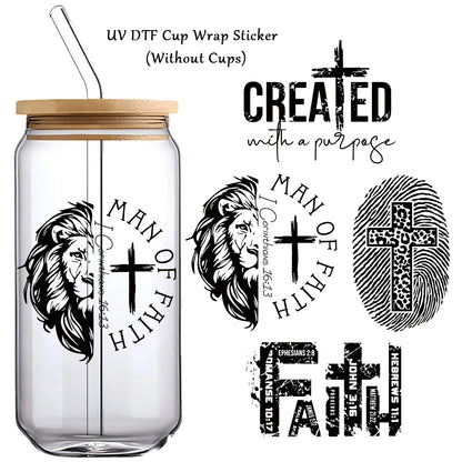 Faithful Style: Christian-Themed Waterproof Tumbler Stickers for DIY Inspiration 4pcs