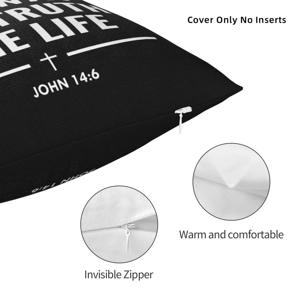 Modern Faith Meets Home Comfort: Jesus 'The Way, The Truth, The Life' Cushion Cover