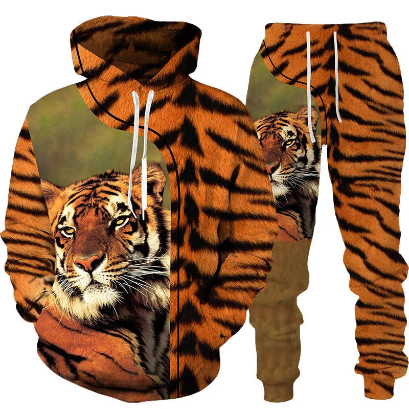 🔥 Bold 3D Tiger Printed Hoodie & Pants Set – Unleash Your Wild Side! 🐯