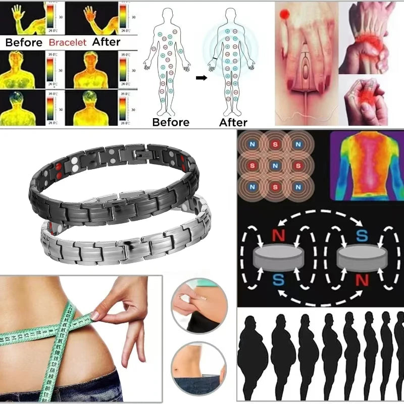 ✨ Women’s Wellness Magnetic Bracelet – Double Row Titanium Steel with Negative Ions & Germanium