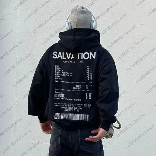 Jesus Paid It All Salvation Receipt Hoodie – Bold Faith in Streetwear Style!