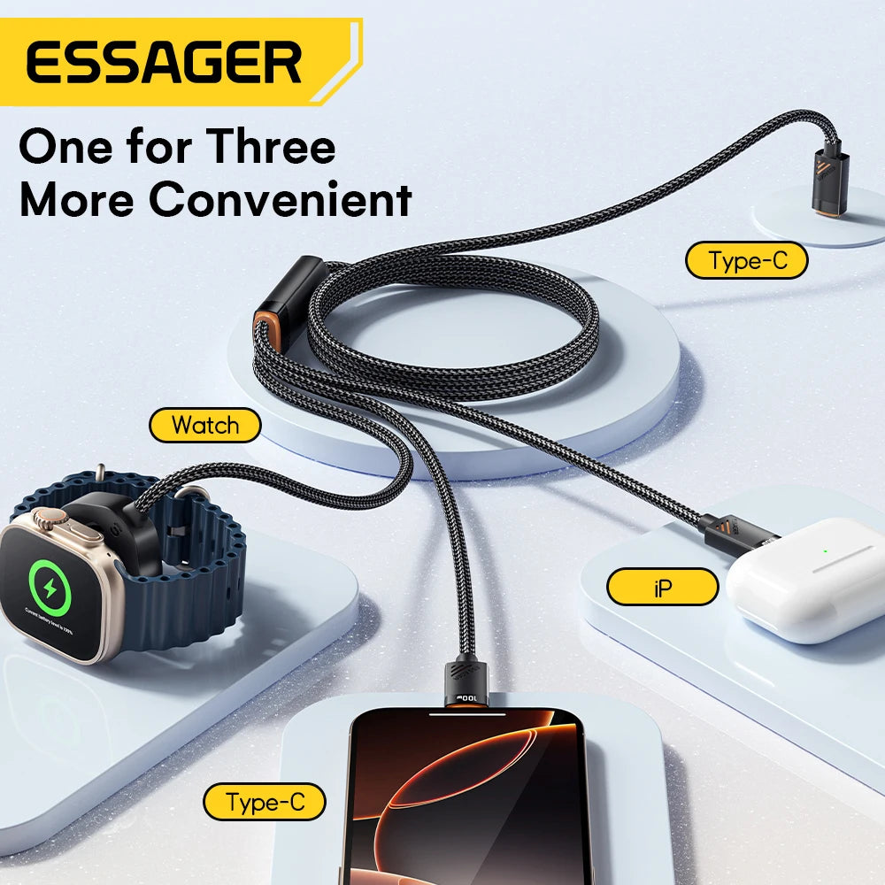 ⚡ One Cable to Rule Them All – Essager 3-in-1 100W Fast Charging Cable