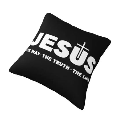 Modern Faith Meets Home Comfort: Jesus 'The Way, The Truth, The Life' Cushion Cover