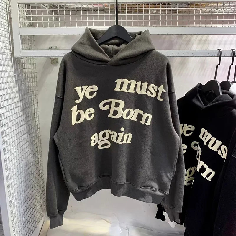 🔥 23FW "Ye Must Be Born Again" Oversized Hoodie – Iconic Streetwear Style!