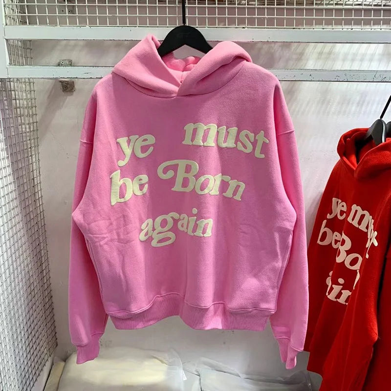 🔥 23FW "Ye Must Be Born Again" Oversized Hoodie – Iconic Streetwear Style!