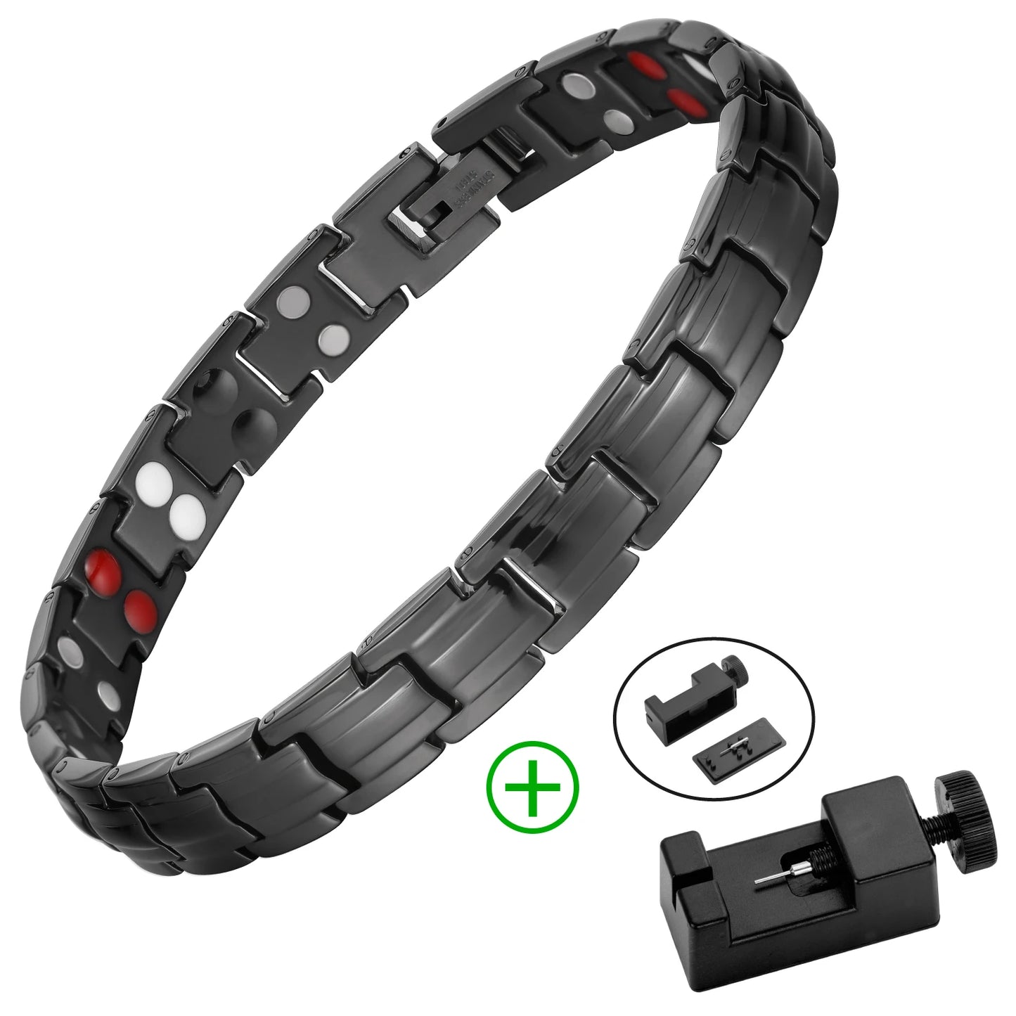 ✨ Women’s Wellness Magnetic Bracelet – Double Row Titanium Steel with Negative Ions & Germanium