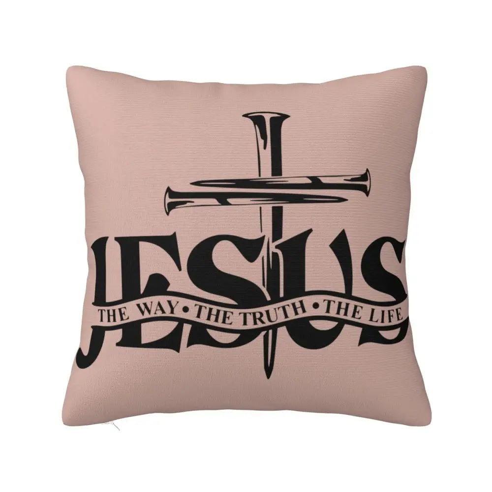 Modern Faith Meets Home Comfort: Jesus 'The Way, The Truth, The Life' Cushion Cover