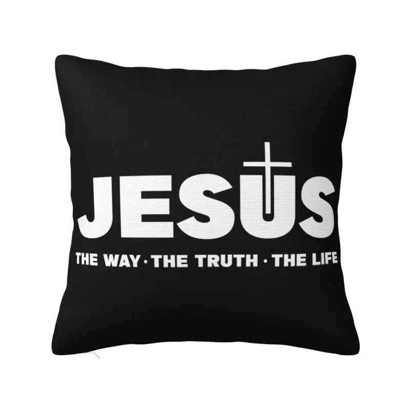 Modern Faith Meets Home Comfort: Jesus 'The Way, The Truth, The Life' Cushion Cover